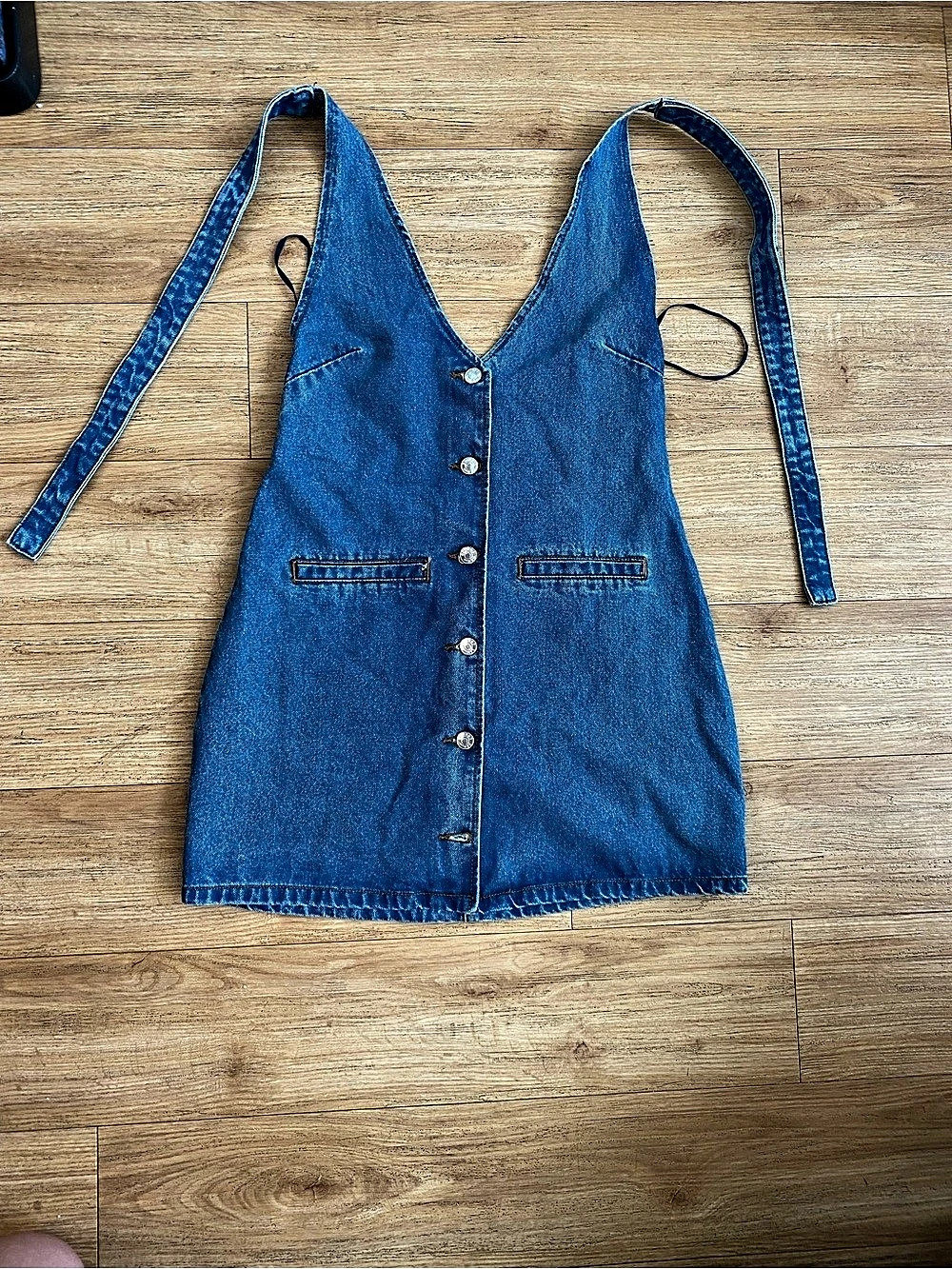 NWT Edicted Denim Button Front Halter Dress